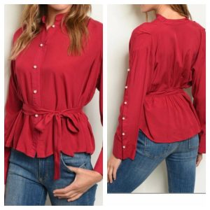 Camicia Rossa con perle articolo fuoco