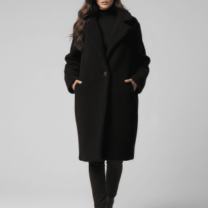 Cappotto in pelliccia ecologica ricciolina nera con interno maculato