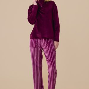 Rif.9335 Completo donna ciniglia felpata articolo rigato