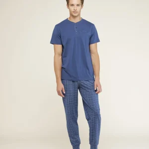 Rif.2881 Pigiama uomo 3 pezzi cotone tartan calibrato