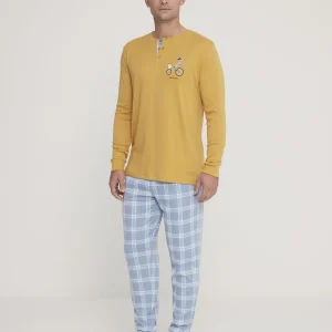 Rif.2913 Pigiama uomo yuppie in caldo cotone con collo due bottoni