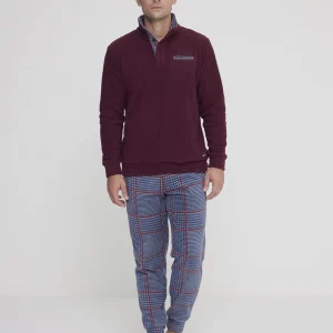 Rif.2949 Pigiama uomo prince in pile con collo tre bottoni