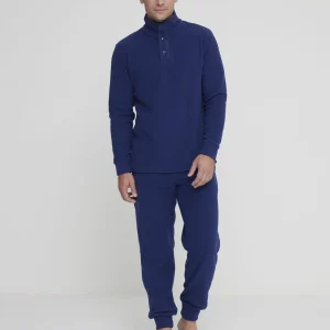 Rif.2955 Pigiama uomo unito in pile con 3 bottoni