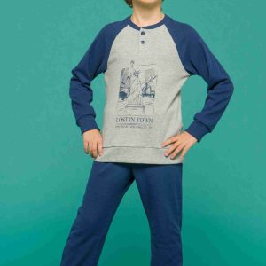 Rif.1972 Pigiama Bambino Caldo Cotone Felpato (noidìnotte)