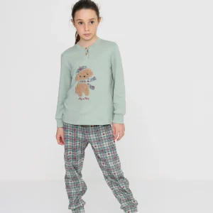 Rif.2446 Pigiama bambina lily in paris in caldo cotone con collo due bottoni