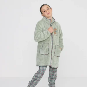 Rif.2452 Vestaglia bambina lily in paris in eco pelliccia con zip