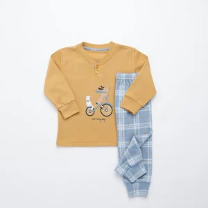 Rif.804 Pigiama neonata/o yuppie in caldo cotone con collo due bottoni