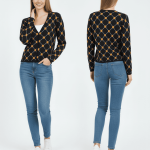 Maglia a rombi con dettagli ocra