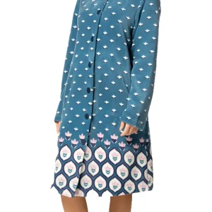 Vestaglia peluche "Blue Flowers" - Donna