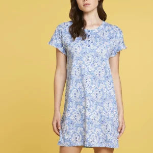 Rif.3119 Camicia da notte donna manica corta cotone cachemire calibrato
