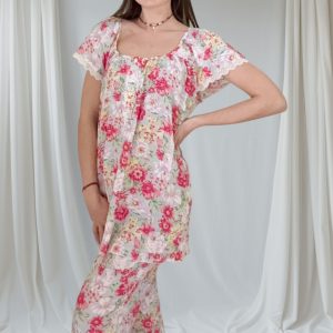 Pigiama donna in viscosa floreale leggero – Taglie S-XL