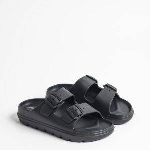 Rif.3061 Piuma – Ciabatta con Doppia Fibbia Regolabile Nera