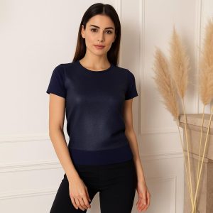 Maglia Sotto Giacca Donna Blu – Elegante, Lucida e Morbida