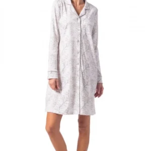 Camicia da notte abbottonata interlock "Rose woods" - Donna