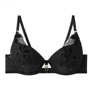 Reggiseno Push Up “Incanto Nero” – Ferretto, Coppe Differenziate, Pizzo Ricamato & Velluto