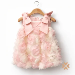 Abito bimba rose tridimensionali - Deolinda