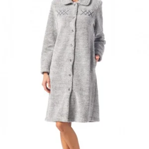 Vestaglia abbottonata peluche "Grey" - Donna