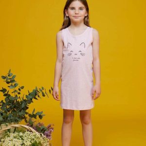 Rif.2409 Abitino bambina spalla larga cotone feline