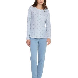 Rif.8979 Pigiama donna in caldo cotone aperto davanti conformato