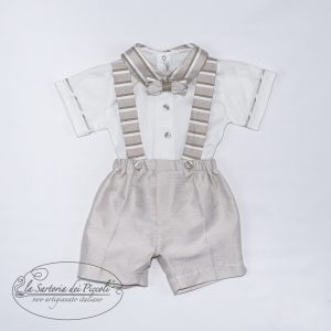 Completo in shantung con bretelle - La Sartoria Dei Piccoli