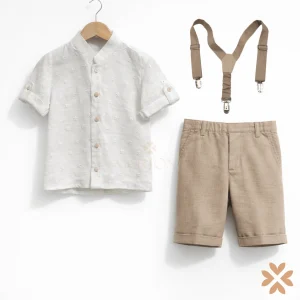 Completo camicia e bermuda in lino con bretelle - Manuell&Frank