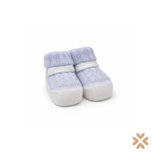 Babbucce  in filo celeste e bianco – Primodì Bebè